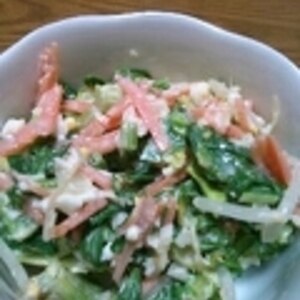 簡単・きれい　小松菜の信号サラダ